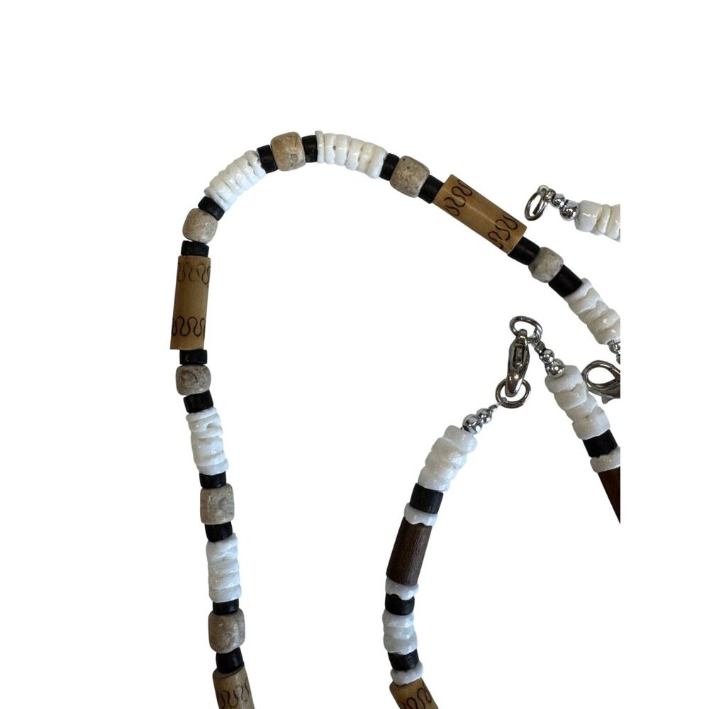 Vintage Southwestern Heishi Puka Shell Disc Necklace 18" Bracelet 8" Set - Picture 6 of 7